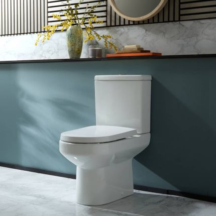 Milano Ballam - Modern Close Coupled Toilet with Soft Close Seat - Choice of Flush Button Finish
