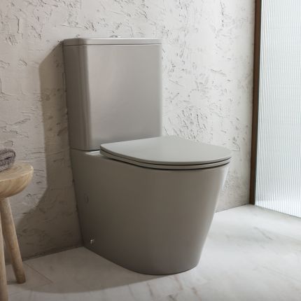 Milano Elements - Modern Round Close Coupled Toilet with Soft Close Seat - Choice of Finish