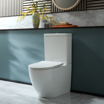 Milano Overton - Modern Close Coupled Toilet with Soft Close Seat - Choice of Flush Button Finish