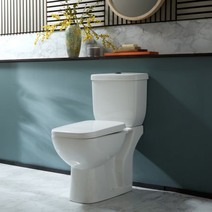 Milano Hatton - Modern Close Coupled Toilet with Soft Close Seat and Black Flush Button