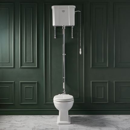 Milano Elizabeth - Traditional High Level Toilet with Cistern and Soft Close Seat