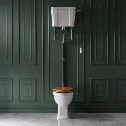 Milano Richmond - Traditional Comfort Height High Level Toilet with Cistern and Oak Seat - Choice of Finish
