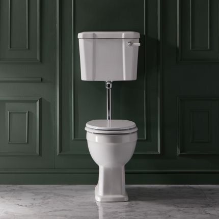Milano Richmond - Traditional Comfort Height Low Level Toilet with Cistern and White Seat - Choice of Finish