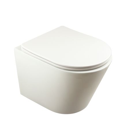 Milano Colby - White Modern Wall Hung Toilet with Soft Close Seat