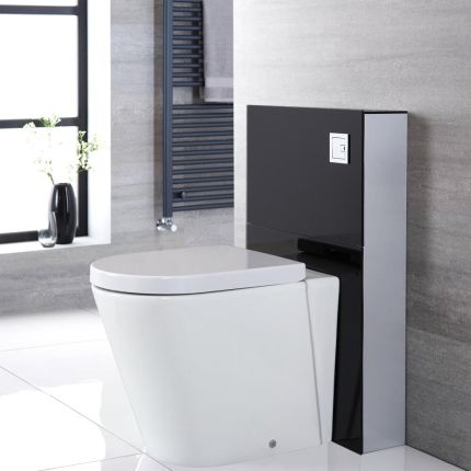 Milano Arca - Black 500mm Compact WC Unit with Rivington Toilet