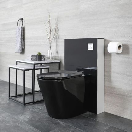 Milano Nero - Black Modern 500mm WC Unit with Back to Wall Toilet
