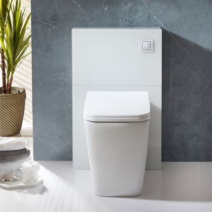 Milano Arca - White 500mm Back to Wall Complete WC Unit with Back to Wall Toilet and Soft Close Seat