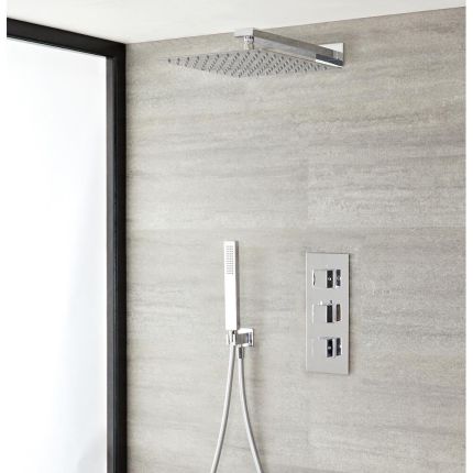 Milano Arvo - Chrome Thermostatic Shower with Shower Head and Hand Shower (2 Outlet)