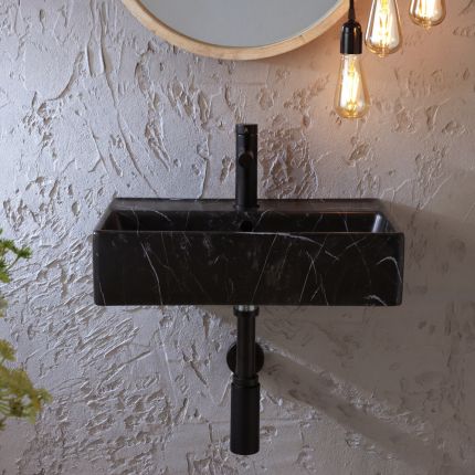 Milano Elswick - Marble Effect Rectangular Wall Hung Basin - 500mm x 350mm (1 Tap Hole) - Choice of Finish