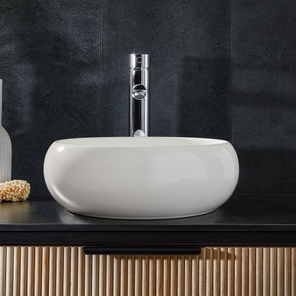 Milano Alden - White Round Countertop Basin - 360mm (No Tap Holes)