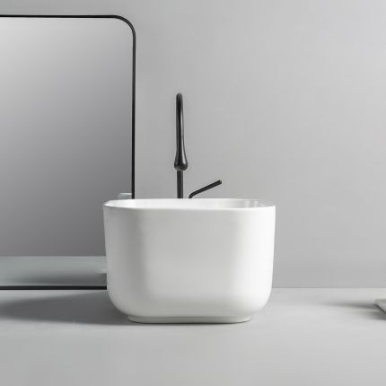 Milano Beckett - White Modern Square Countertop Basin - 370mm x 370mm (No Tap-Holes)