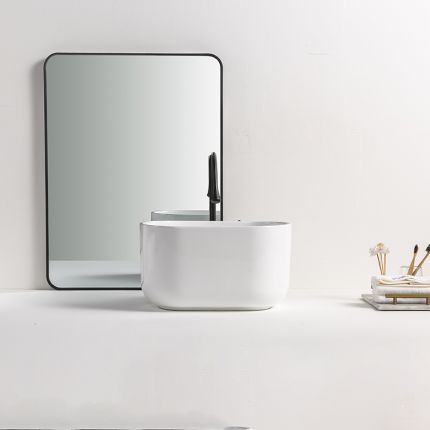 Milano Hemsby - White Modern Oval Countertop Basin - 460mm x 350mm (No Tap-Holes)