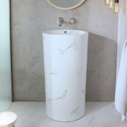 Milano Rivington - Marble Effect Modern Freestanding Basin - 460mm x 445mm (No Tap Holes)