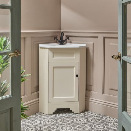 Milano Thornton - 580mm Traditional Cloakroom Corner Vanity Unit with Basin - Choice of Finish and Handles