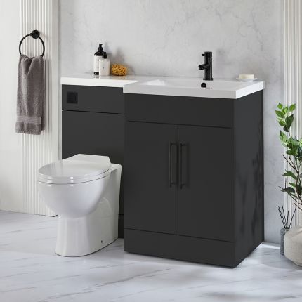 Milano Lurus - 1105mm Modern Vanity and WC Combination Unit with Select Toilet - Choice of Finish, Handles and Left / Right Hand Options