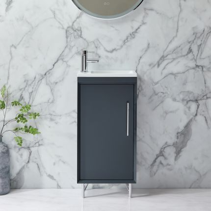 Milano Edge - 400mm Modern Cloakroom Vanity Unit with Basin - Choice of Finish and Handles