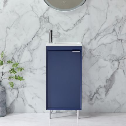 Milano Edge - 400mm Modern Cloakroom Vanity Unit with Basin - Choice of Finish and Handles