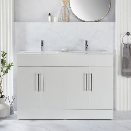 Milano Lurus - 1210mm Modern Vanity Unit with Double Basin - Choice of Finish and Handles