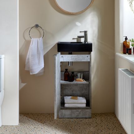 Milano Lurus - 400mm Modern Cloakroom Vanity Unit with Basin - Choice of Finish and Handles