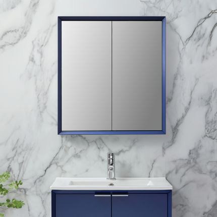 Milano Edge - Modern Mirrored Cabinet - 600mm x 650mm - Choice of Finish