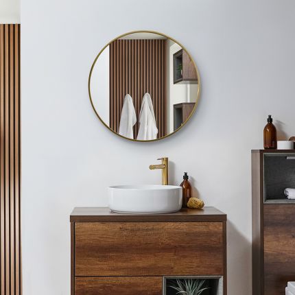 Milano Annalise - Brushed Brass Round Wall Hung Mirror - 600mm