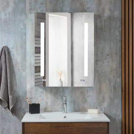 Milano Ossa - Modern Anti-Fog LED Mirrored Cabinet - 600mm x 750mm