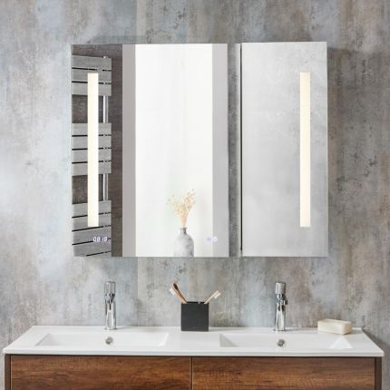 Milano Ossa - Modern LED Anti-Fog LED Mirrored Cabinet - 900mm x 750mm
