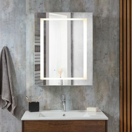 Milano Athos - Modern Anti-Fog LED Mirrored Cabinet - 600mm x 750mm
