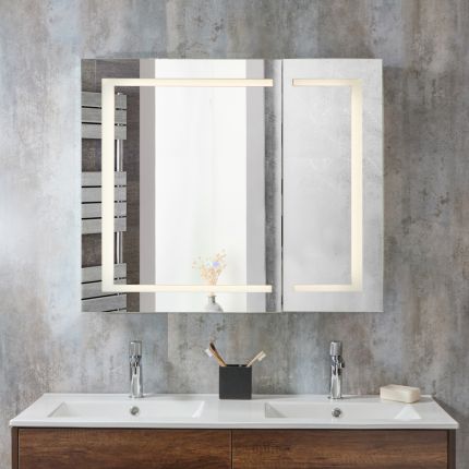 Milano Athos - Modern LED Mirrored Cabinet - 900mm x 750mm