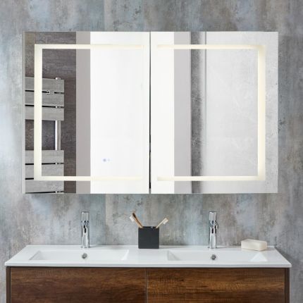 Milano Athos - Modern Anti-Fog LED Mirrored Cabinet - 1200mm x 750mm