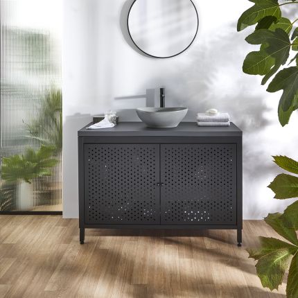 Milano Beswick - Black Metal 1200mm Vanity Unit with Elements Basin - Choice of Basin and Countertop Finish