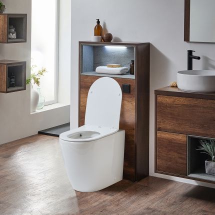 Milano Bexley - 600mm WC Unit with Brunswick Back to Wall Toilet - Choice of Finish and LED Light