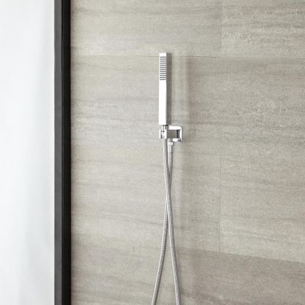 Milano Arvo - Modern Square Hand Shower with Integrated Wall Bracket and Outlet Elbow - Chrome