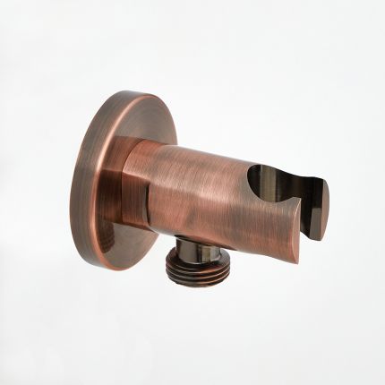 Milano Eris - Modern Round Outlet Elbow and Bracket for Hand Showers - Copper