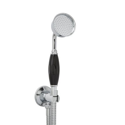 Milano Elizabeth - Traditional Hand Shower with Wall Bracket and Integrated Outlet Elbow - Chrome/Black