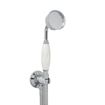 Milano Elizabeth - Traditional Hand Shower with Wall Bracket and Integrated Outlet Elbow - Chrome/White