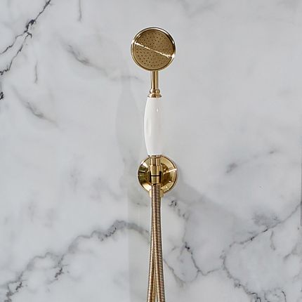 Milano Elizabeth - Traditional Hand Shower with Wall Bracket and Integrated Outlet Elbow - Brushed Brass