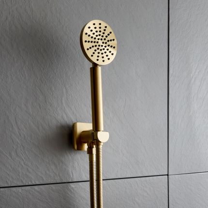 Milano Lune - Modern Hand Shower with Wall Bracket and Outlet Elbow - Choice of Finish