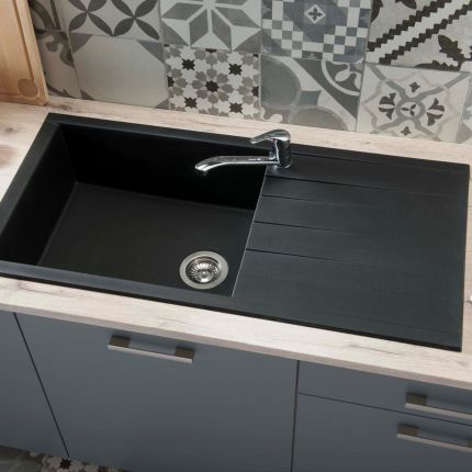 Rocklite Bredon - Single Bowl Composite Kitchen Sink with Reversible Drainer - Choice of Finish