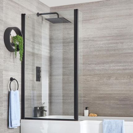 Milano Nero - Black L Shaped Shower Bath Screen