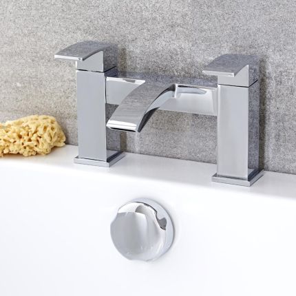 Milano Wick - Modern Deck Mounted Bath Filler Mixer Tap - Chrome