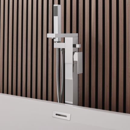 Milano - Modern Square Freestanding Bath Shower Mixer Tap with Hand Shower - Choice of Finish