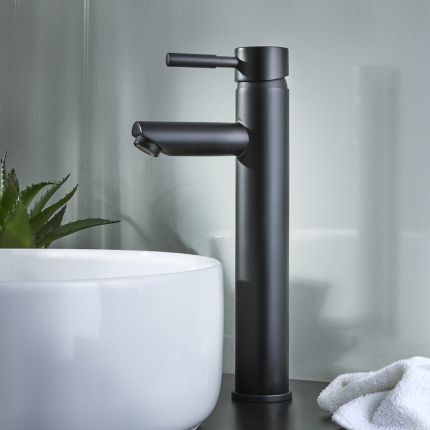 Milano - Modern Round High Rise Mono Basin Mixer Tap - Choice of Finish