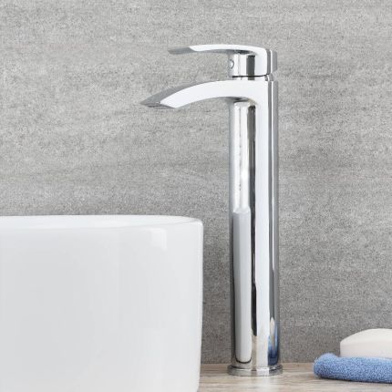 Milano Razor - Modern High Rise Mono Basin Mixer Tap - Chrome