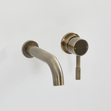 Milano Clarus - Modern Wall Mounted Basin Mixer Tap - Aged Gold