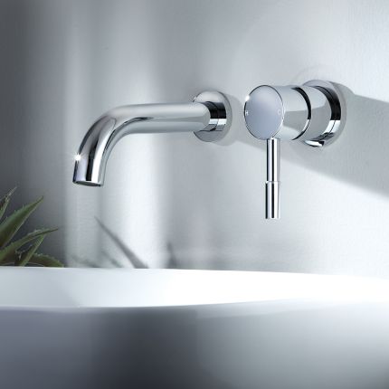 Milano Mirage - Modern Wall Mounted Round Basin Mixer Tap - Chrome