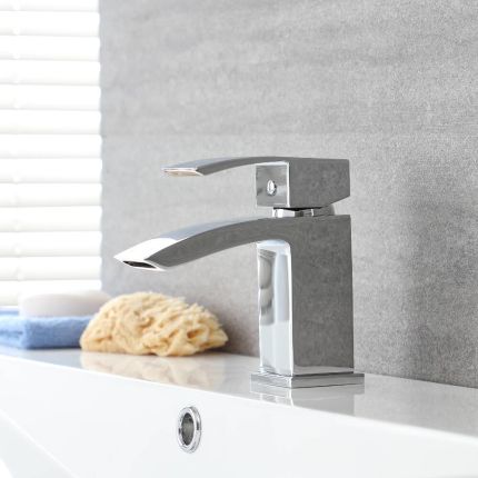 Milano Wick - Modern Mono Basin Mixer Tap - Chrome