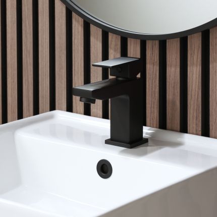 Milano Preto - Modern Mono Basin Mixer Tap - Black