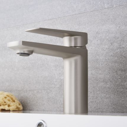 Milano Hunston - Modern Mono Basin Mixer Tap - Brushed Nickel