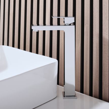Milano - Modern Square High Rise Mono Basin Mixer Tap - Choice of Finish